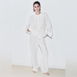 NWT Zara Tailored Silk Shirt and Pants Set